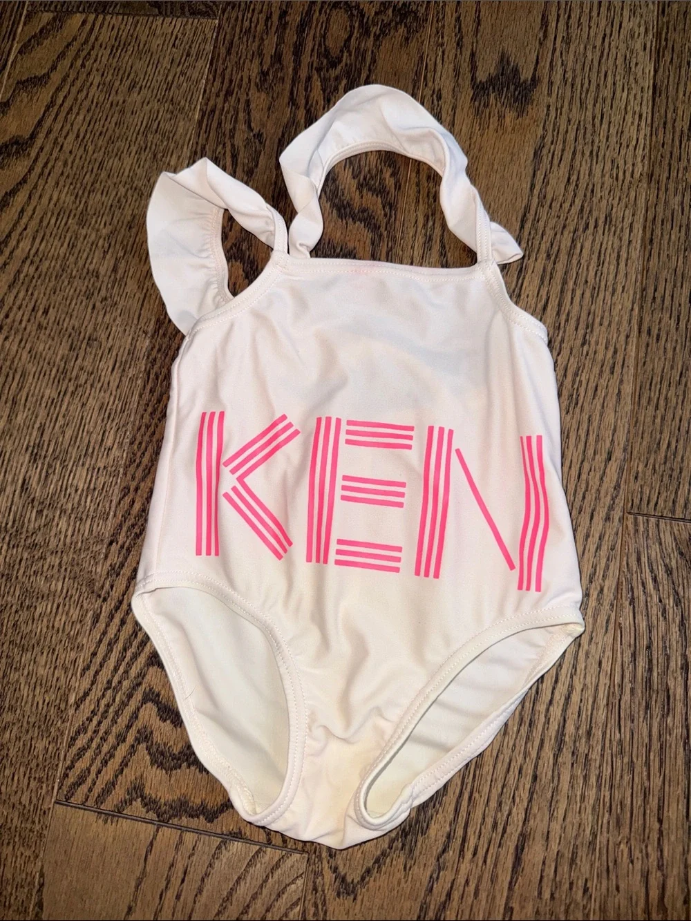 Kenzo Kids One-Piece Swimsuit in cream with Hot Pink Logo 18-24m 2t